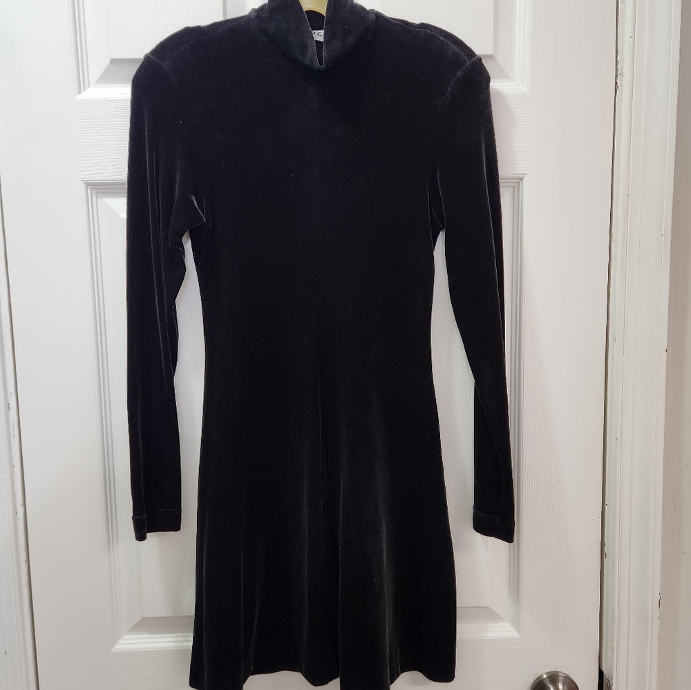 Vintage BCBG Black Velvet  Dress